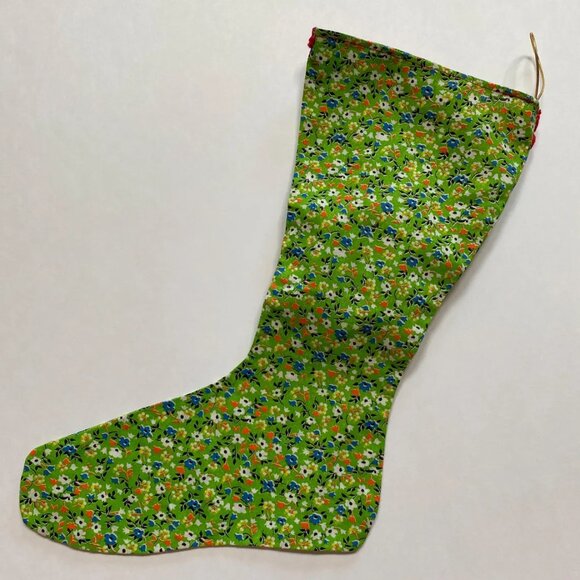 Christmas Stocking with Dolly Face Holiday Decor Xmas Vintage Handmade - Picture 5 of 5